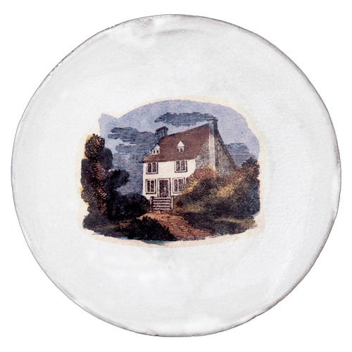 john derian Small House Plate Add to cart Petite assiette la maison Details 7.1" diameter x .4" Deep Glazed terracotta Made in Paris Care Dishwasher safe on a moderate wash cycle. Not microwave safe. John Derian teamed up with A