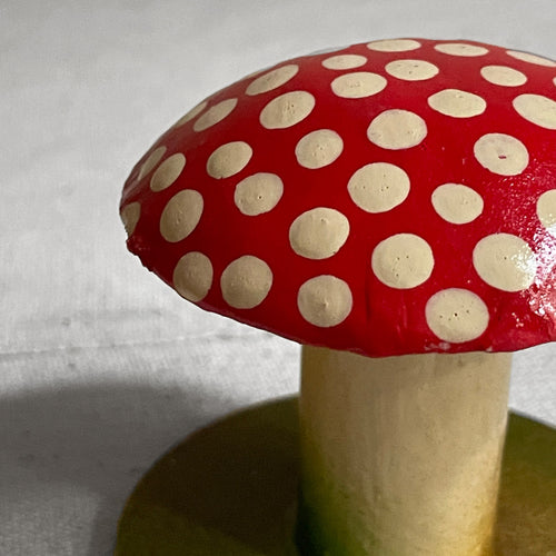 John Derian Small Painted Mushroom In Old Red Add To Cart Details 2.75" W X 2.75" H Painted Cardboard Each Item Will Feature Unique Variations Handmade in Germany   Based In Germany And Family Owned Since 1894 Ino Schaller Uti