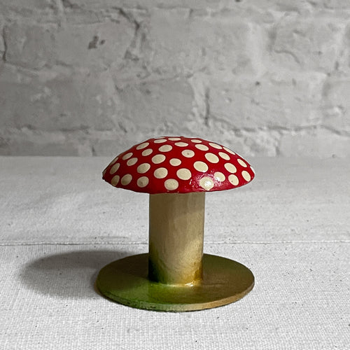john derian Small Painted Mushroom in Old Red Add to cart Details 2.75" W x 2.75" H Painted cardboard Each item will feature unique variations Handmade in Germany   Based in Germany and family owned since 1894 Ino Schaller uti
