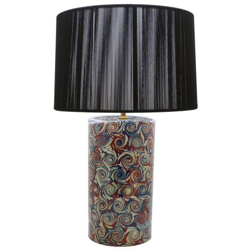 john derian Small Red & White Marble Swirls Cylinder Lamp