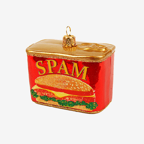 john derian Spam Ornament Add to cart All Holiday ornaments and items are final sale and are not eligible for return or exchange.  Details 3.3" H Glass Handblown in Poland Please note all ornaments and holiday items are not a