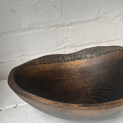 John Derian Spencer Peterman Live Edge Black Ebonized 10" Oval Bowl (# 03) Add To Cart This Black Ebonized Live Edge Wood Oval Bowl Is Crafted From Sustainably Sourced New England Oak Naturally Darkened To Showcase A Rich Grain