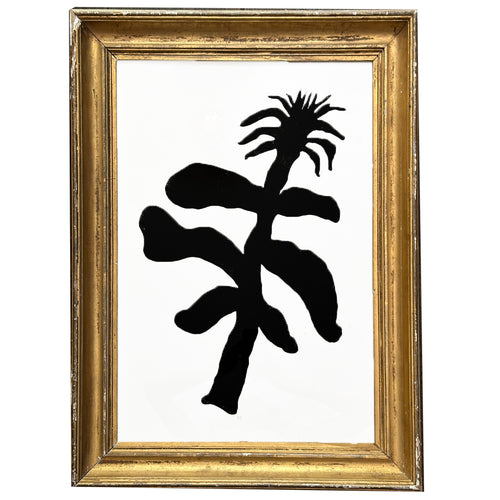 john derian "Spikey Plant" in Gilded Antique Frame Ready to Ship Linocut