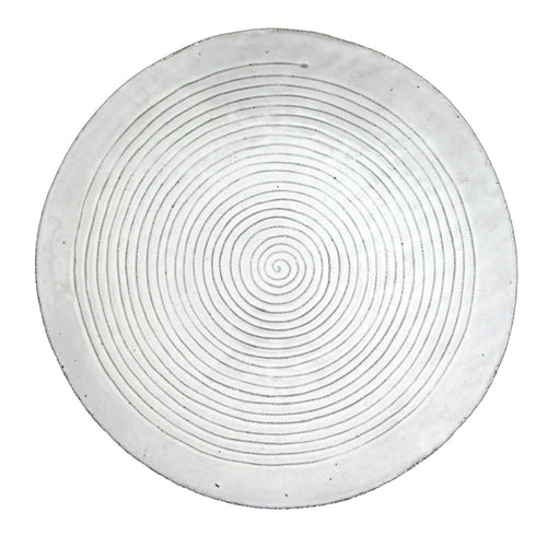 john derian Spirale Large Plate Add to cart Grande Assiette Details 11.8" Diameter x 1" Deep Black Terra Cotta with White Enameled Glaze Each item will feature unique variations Made in Paris Care Dishwasher safe on a moderate w
