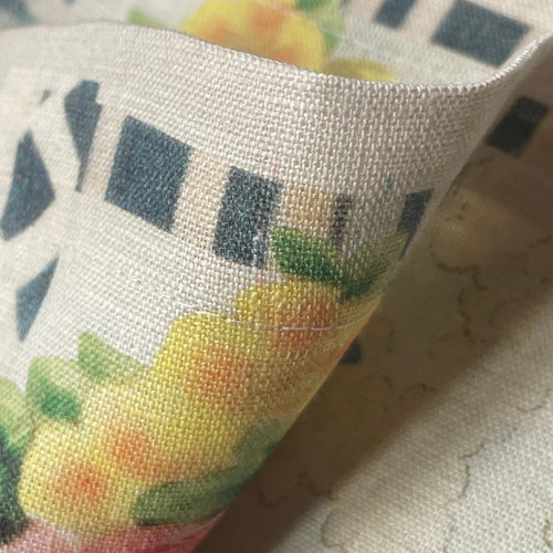 John Derian Spring Flowers Linen Placemat Set Of 4 Add To Cart Seamlessly Blending Charming 18th & 19th Century Flora Imagery Including Yellow Wildflowers Layered Atop A Decorative Bookend Pattern These Placemats Bring Whimsy To