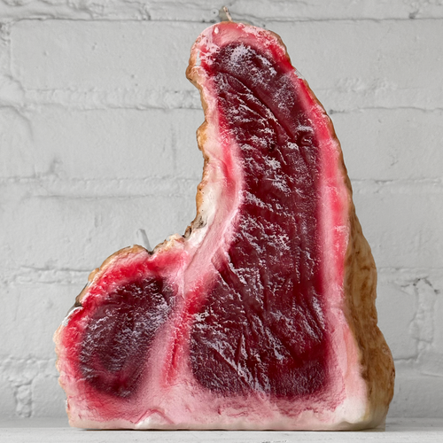 John Derian Steak Candle Add To Cart Details 7" L X 2.5" W X 9.75" H Paraffin Wax Each Item Will Feature Unique Variations Made In Italy Care Remove All Paper Before Burning. Not Intended For Children.   Cereria Introna Has Bee