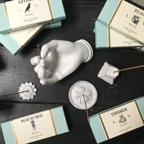 John Derian Stockholm Incense Add To Cart Clary Sage Haiti Vetiver Virginia Cedar Brasil Orange Lavandin Petitgrain And Clove. Perfume Designed With Françoise Caron. Details 6" X 2.5" X .7" Each Box contains 125 Sticks. 30 Min