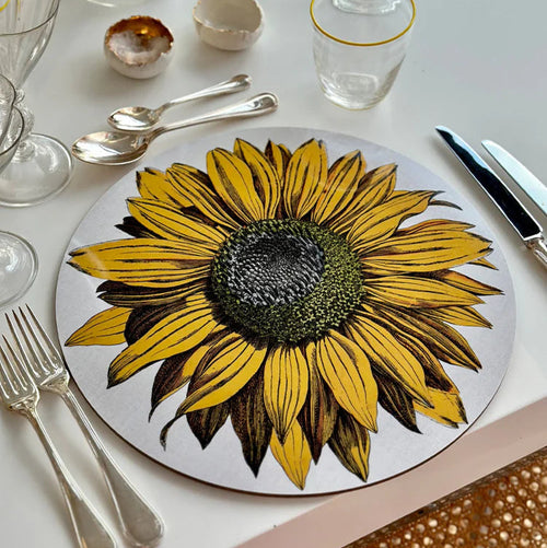 John Derian Summerill & Bishop X John Derian 'Sunflower' Round Cork-Backed Placemat Add To Cart Adapted From John Derian’s Archive 'Sunflower' Is A Vintage-inspired Botanical Design Bringing Rustic Beauty And Brightness To The