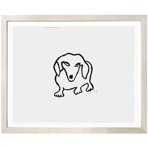 john derian Three Legged Dachshund 8 x 10" Linocut Print