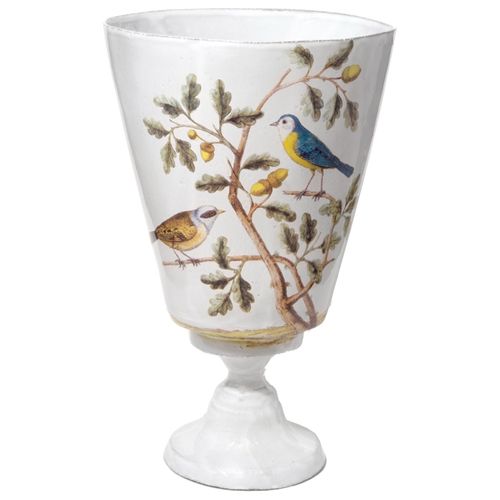 john derian Titmouse Vase Add to cart Vase Mésanges Details 7.5" Dimeter x 12.25" H Glazed terracotta Made in Paris Care Dishwasher safe on a moderate wash cycle. Not microwave safe. Image Origin England 1738.  John Derian t