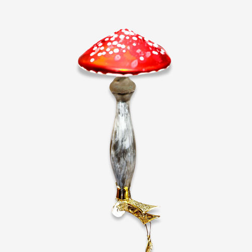 john derian Toadstool Mushroom Clip-On Ornament Add to cart All Holiday ornaments and items are final sale and are not eligible for return or exchange.  With its classic colors and whimsical details this eccentric mushroom orna