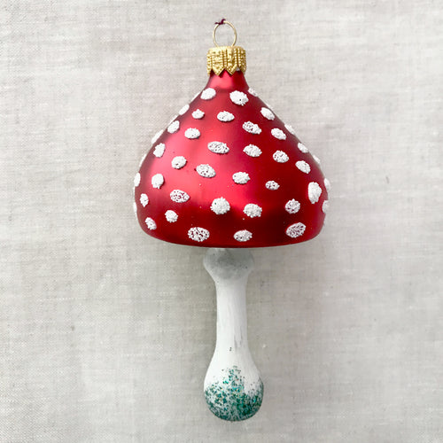 John Derian Toadstool Ornament Add To Cart All Holiday Ornaments And Items Are Final Sale And Are Not Eligible For Return Or Exchange. Details 2.5" W X 5" H Handblown in Poland Please Note All Ornaments And Holiday Items Are