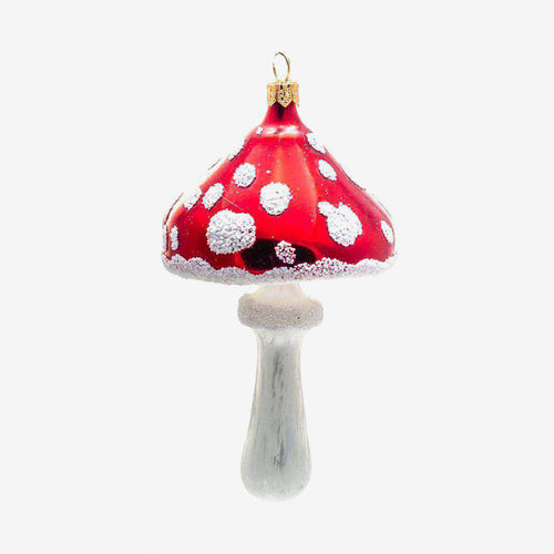 john derian Toadstool Ornament Add to cart All Holiday ornaments and items are final sale and are not eligible for return or exchange. Details 3" W x 5" T Glass Handblown in Poland Please note all ornaments and holiday items a