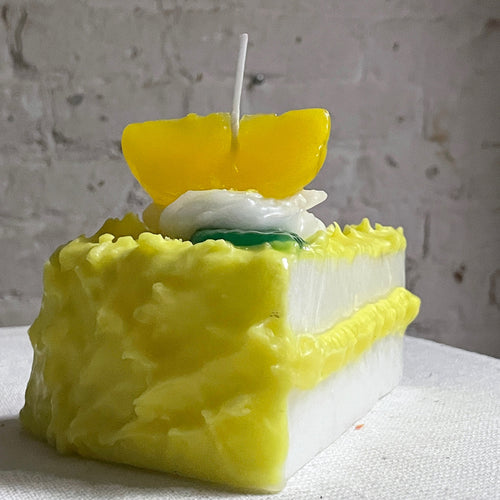 John Derian Torta Limone Lemon Cake Slice Candle Add To Cart Details 5.5" L X 4.5" H Paraffin Wax Each Item Will Feature Unique Variations Made In Italy Care Remove All Paper Before Burning. Not Intended For Children.   Cereri