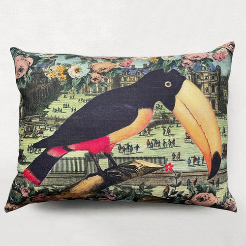 john derian Toucan Floral Sepia Add to cart Details 24" x 18" 100% Linen Each item will feature unique variations Down insert included Made in UK Care Hand wash only In 2018 Designers Guild and John Derian launched an exclusive