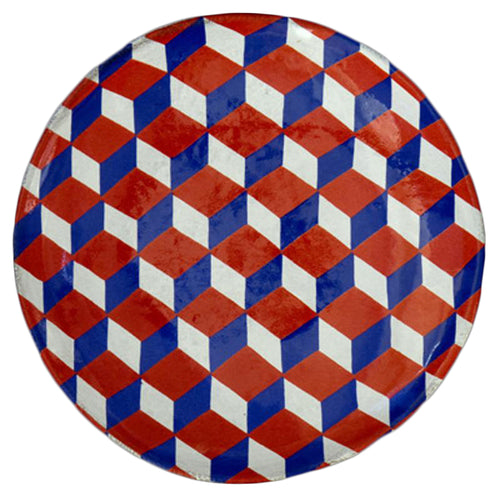 john derian Tricolore Cube Plate Add to cart Assiette Cube Details 7.5" Diameter x 0.6" Deep Black Terra Cotta with White Enameled Glaze Each item will feature unique variations Made in Paris Care Dishwasher safe on a moderate