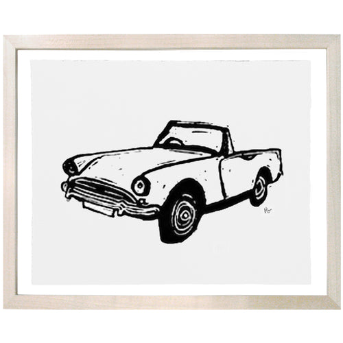 john derian Triumph Sunbeam Car 8 x 10" Linocut Print