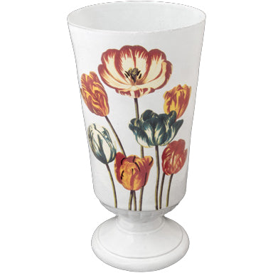 john derian Tulip Vase Add to cart Vase Tulipes Details 7" Dimeter x 13" H Glazed terracotta Made in Paris Care Dishwasher safe on a moderate wash cycle. Not microwave safe. Image Origin England c. 1819.  John Derian teamed u