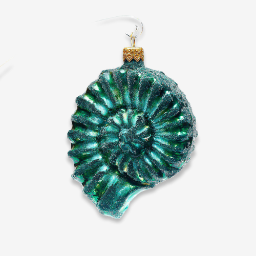 john derian Turquoise & Green Shell Ornament Add to cart All Holiday ornaments and items are final sale and are not eligible for return or exchange.  This Turquoise & Green Shell Ornament feels like a fossilized treasure turned