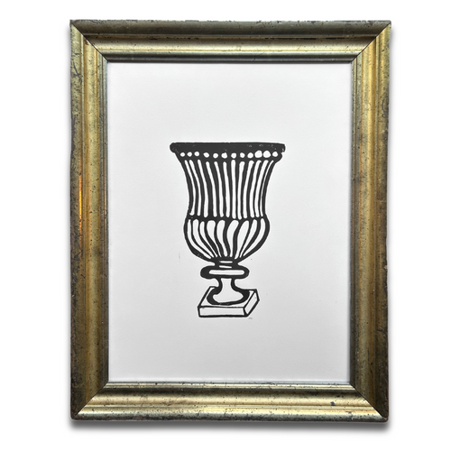 john derian "Urn" in a Vintage Frame Ready to Ship Linocut