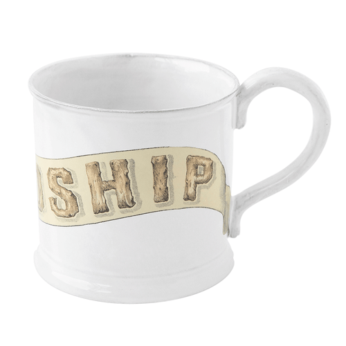 john derian Very Large Friendship Mug Add to cart Details 4.3" Diameter x 6.6" W x 4.3" H Glazed terracotta Made in Paris Care Dishwasher safe on a moderate wash cycle. Not microwave safe. John Derian teamed up with Astier de Vi