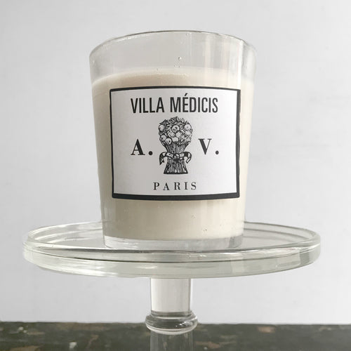 John Derian Villa Médicis Candle Add To Cart Contains Essences Of Lemon Lavender Oregano And Cedar. Details 3 1/2" Diameter X 4" Tall 100% Natural 100% Cotton Braided Wick Burn Time: 60-70 Hours The Glass Pots Are Blown In Tusc