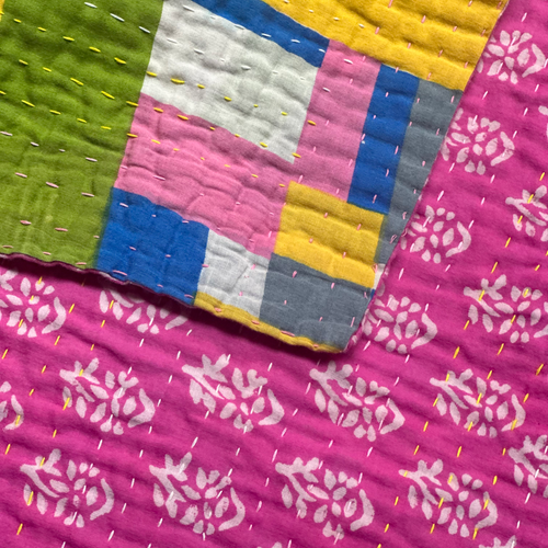 John Derian Vintage Sari Double Bedcover (#604) Add To Cart Jeanette Farrier Curates Exquisite Vintage Cotton Sari Fabrics From India Resulting In Her Exceptional Line Of Kantha Pillows And Blankets. This One-of-a-kind Bedcover