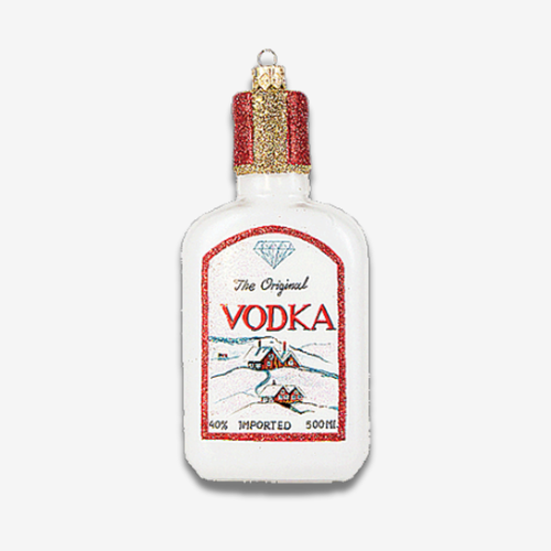 john derian Vodka Bottle Ornament Add to cart A spirited addition to your tree: this Vodka Bottle Ornament features a sleek and stylish design capturing the essence of a classic vodka bottle. With intricate labeling and a glossy