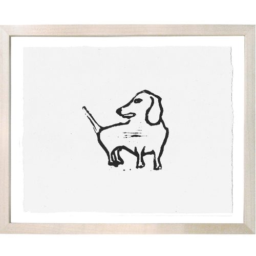 john derian Wagging Tail Dachshund 8 x 10" Linocut Print