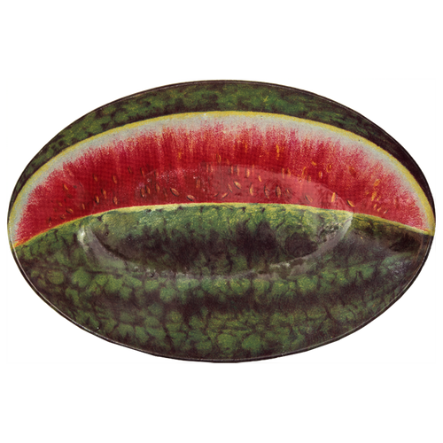 john derian Watermelon Platter Add to cart Plat Pastèque Details 13.5" L x 9" W x 1" Deep Glazed terracotta Made in Paris Care Dishwasher safe on a moderate wash cycle. Not microwave safe. John Derian teamed up with Astier de V