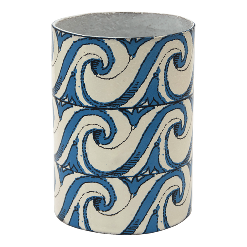 john derian Wave Vase Add to cart Vase Vague Details 3" Dimeter x 5" H Glazed terracotta Made in Paris Care Dishwasher safe on a moderate wash cycle. Not microwave safe.  John Derian teamed up with Astier de Villatte to add h