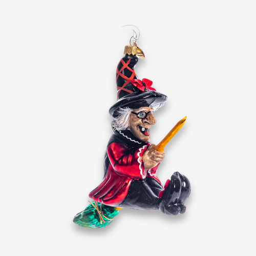 john derian Witch On Broomstick Ornament Add to cart All Holiday ornaments and items are final sale and are not eligible for return or exchange.  Details Glass Handblown in Poland Please note all ornaments and holiday items a