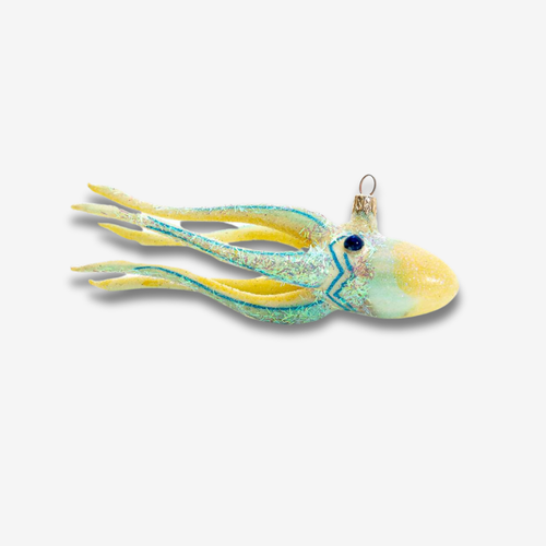 john derian Yellow & Blue Squid Ornament Add to cart All Holiday ornaments and items are final sale and are not eligible for return or exchange.  Catch of the day Add a touch of the nautical charm to your holiday décor with th