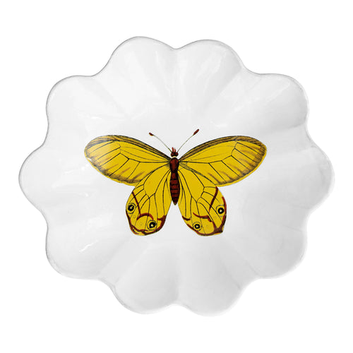 john derian Yellow Butterfly Plate Add to cart Details 9.7" L × 8.7" W × 1.8" Deep Glazed terracotta Made in Paris Care Dishwasher safe on a moderate wash cycle. Not microwave safe. John Derian teamed up with Astier de Villatt