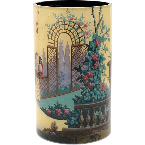 John Derian Yellow Rose Garden 12" Cylinder Vase W/ Liner