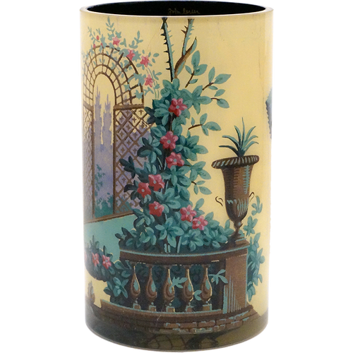 john derian Yellow Rose Garden 12" Cylinder Vase w/ Liner