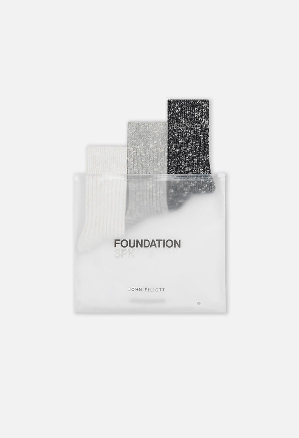 john elliott Foundation 3 Pack Socks Grey x Ivory x Black