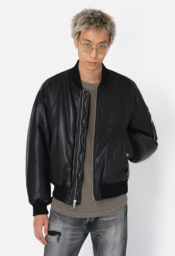 John Elliott Leather Andes Bomber Black