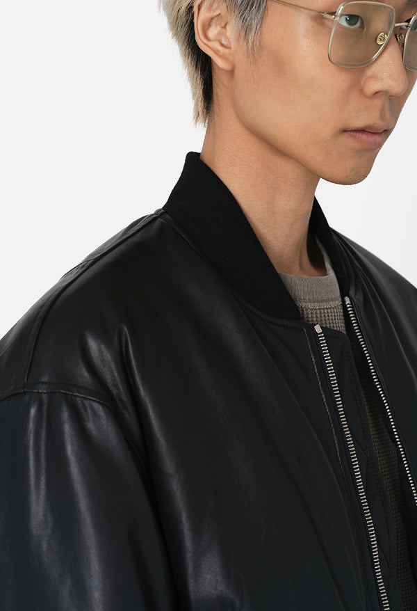 John Elliott Leather Andes Bomber Black