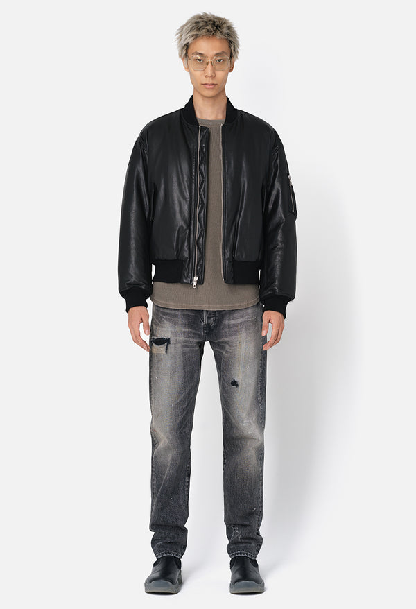 John Elliott Leather Andes Bomber Black