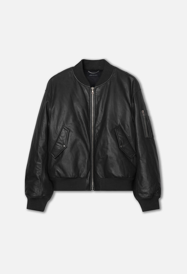 john elliott Leather Andes Bomber Black