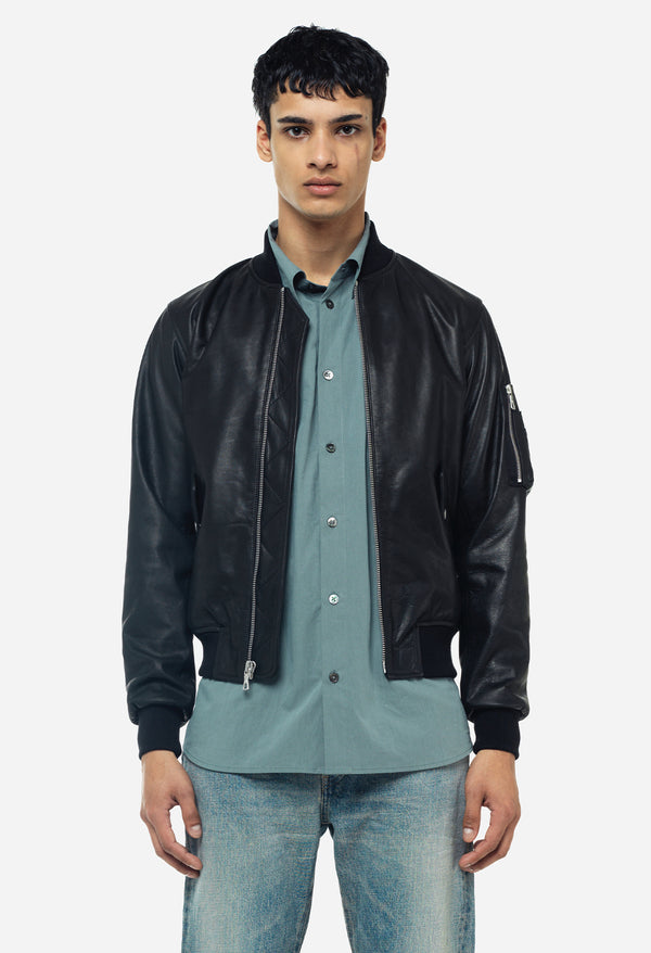 John Elliott Leather Bogota Bomber Black