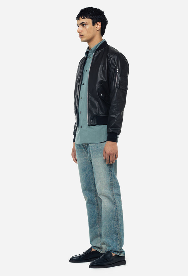John Elliott Leather Bogota Bomber Black