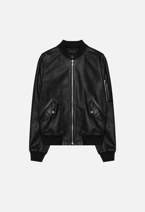 john elliott Leather Bogota Bomber Black