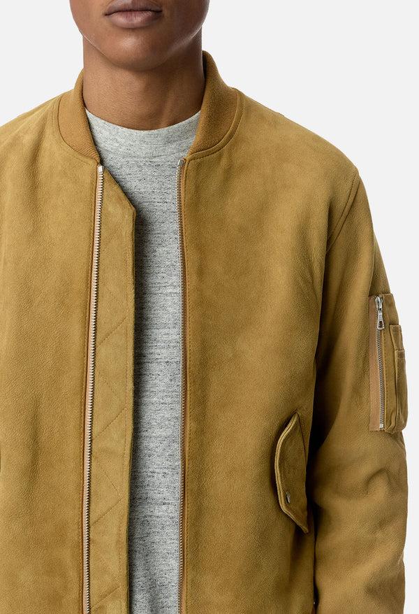 John Elliott Leather Bogota Bomber Tan Suede