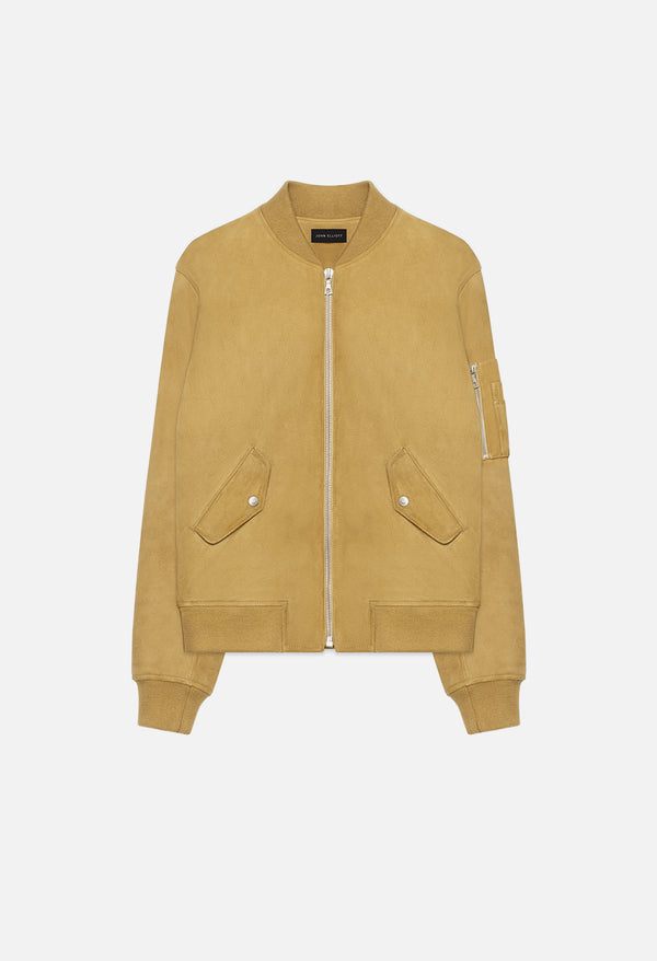 john elliott Leather Bogota Bomber Tan Suede