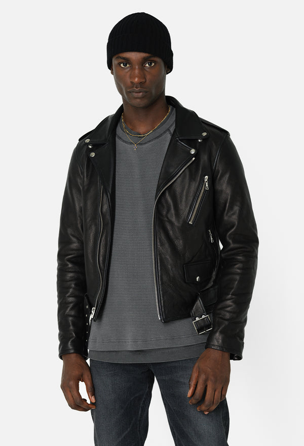 John Elliott Leather Moto Jacket Black