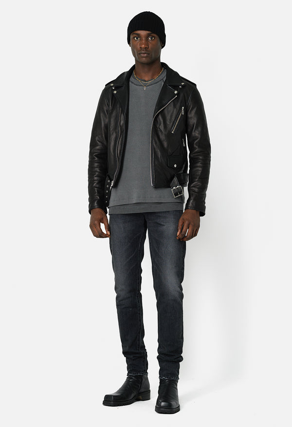 John Elliott Leather Moto Jacket Black