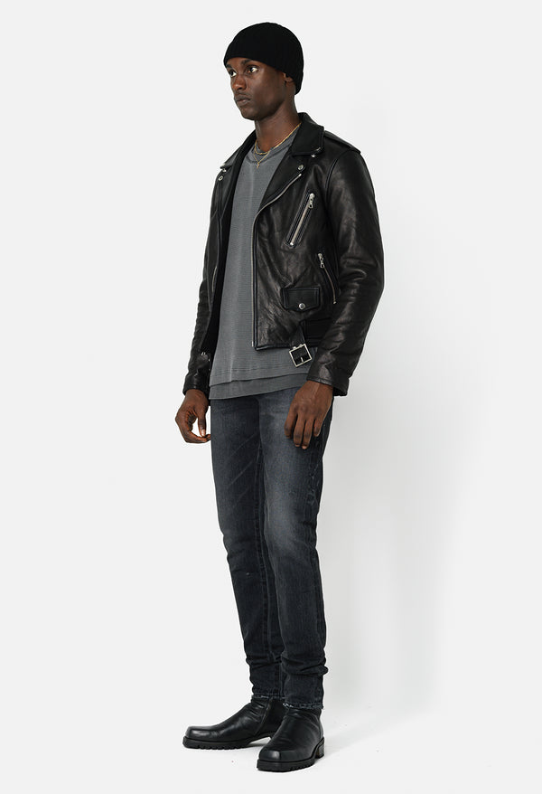John Elliott Leather Moto Jacket Black