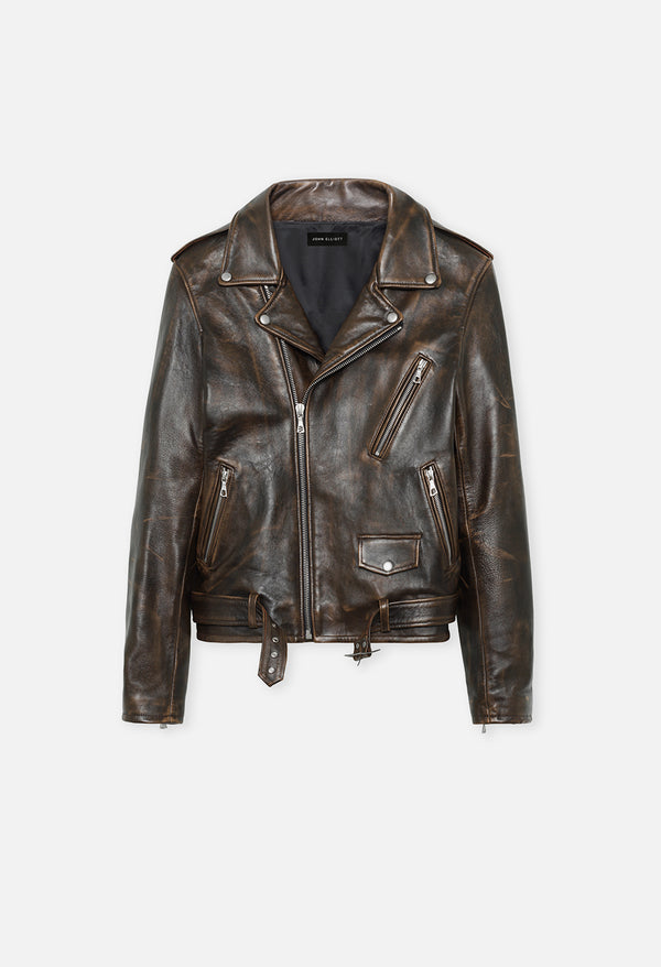 john elliott Leather Moto Jacket Tobacco